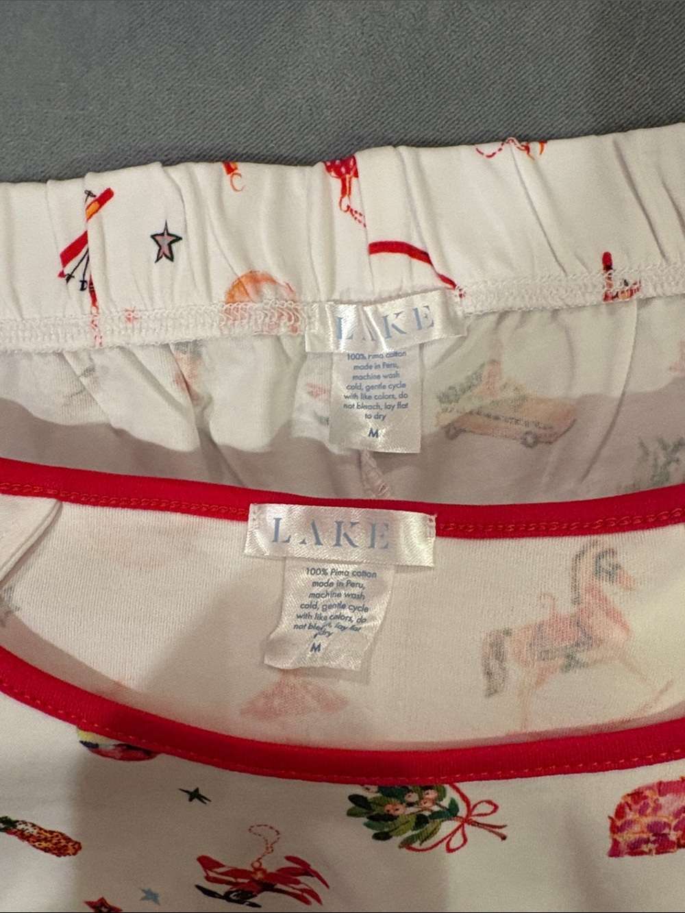 Lake Pajamas Pima Shorts Pajama Set in Ornaments SZ M NEW - Picture 3 of 3